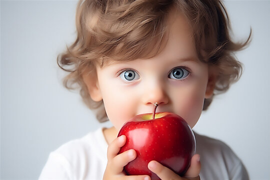 child eating apple