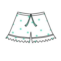 Short pants cute and plain casual with green white and black color doodle summer illustration that can be use for social media, sticker, wallpaper, e.t.c	