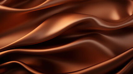 Elegant waves of copper satin fabric with a luxurious shine, conveying a sense of richness and high-end textile quality.