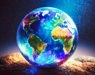 幻想的で美しく光る地球。