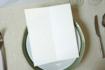 Mockup white blank space card, for Menu, Flyer, invitation. with clipping path