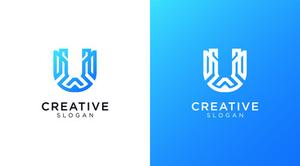 Letter U logo design for various types of businesses and company. colorful, modern, geometric letter U logo