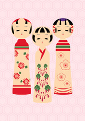 Traditional Japanese Illustration｜伝統的なイラスト|
こけし｜背景あり