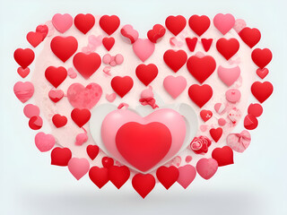 Red heart valentine on white background,ai generative