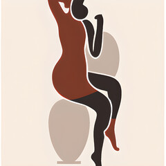 Abstract art poster. Mid-century decor Matisse-inspired, contemporary female silhouette shape. Vector illustration	
