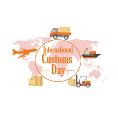 International Customs Day Celebration banner, poster, sign, symbol, icon with vector illustration.