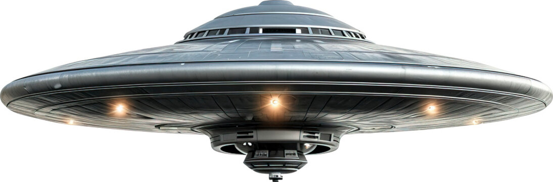 Spaceship isolated on transparent background. PNG