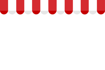 red and white shop retail market rooftop roof header isolated on white and transparent background. business flat style vector illustration decoration background poster. parasol store © Ryra Ryu