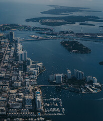 city skyline arial views Miami Beach Florida