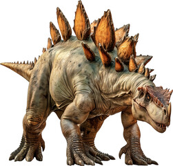 Fototapeta premium Stegosaurus dinosaur on transparent background. PNG