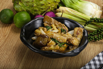 Roasted Thai eggplant with onion