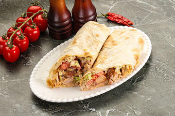 Shawarma with grilled chicken meat