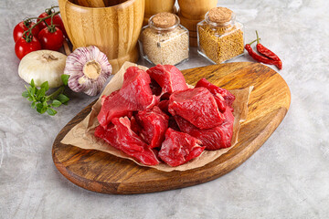 Sliced raw beef meat for cooking