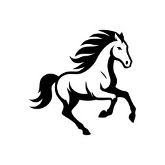Vector logo of a running horse. black and white professional logo of a horse. can be used a logo, watermark, or emblem.
