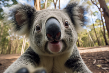 a koala takes a selfie