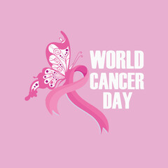 Fototapeta premium World Cancer Day detection, and treatment. Vector illustration, icon, world, banner, poster, card or flyer