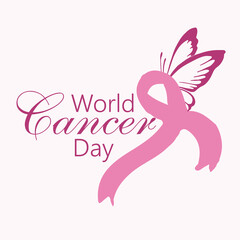World Cancer Day detection, and treatment. Vector illustration, icon, world, banner, poster, card or flyer
