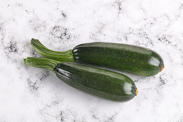 Sliced raw young green zucchini