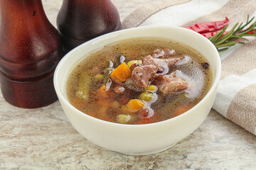 Soup with lentil and chicken