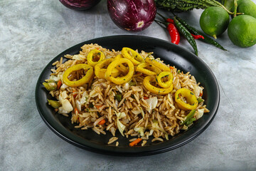 Fried rice with squid rings