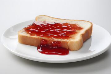 Red jelly sandwich on plate