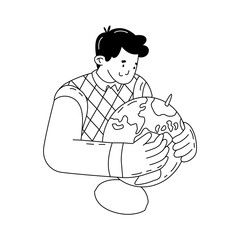 coloring vector set of people working vector