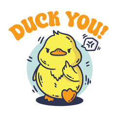 Angry Cute Duck illustration design