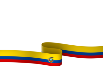Ecuador flag element design national independence day banner ribbon png
