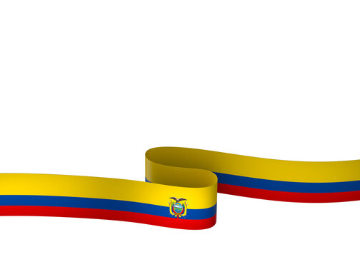 Ecuador flag element design national independence day banner ribbon png
