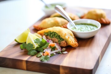 empanadas with a tangy chimichurri sauce