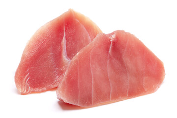 Fresh tuna Fish steak isolated on a white background
