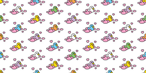 duck seamless pattern heart valentine rubber duck chicken bird cartoon vector pet tile wallpaper gift wrapping paper scarf isolated doodle animal farm repeat background illustration design