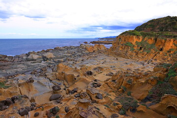 The rock formation of Heping Island Park in Keelung, northern Taiwan