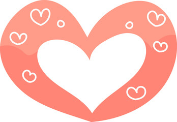 Valentine card and cute leaf heart elements Flat style illustration. Hand drawn.