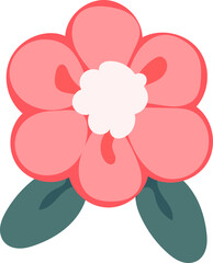 Valentine card and cute leaf heart elements Flat style illustration. Hand drawn.