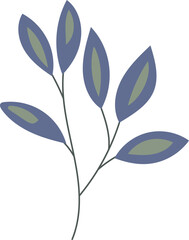 Valentine card and cute leaf heart elements Flat style illustration. Hand drawn.