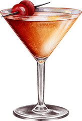 Manhattan Cocktail Watercolor