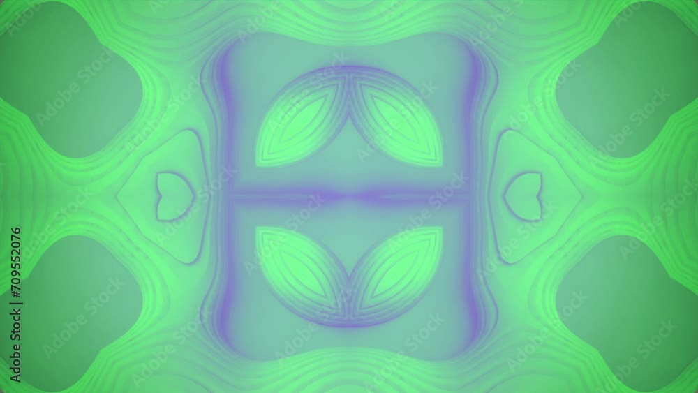Poster digital loop animation in bright green and purple color scheme. 3d rendering 4K