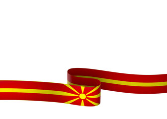 Obraz premium North Macedonia flag element design national independence day banner ribbon png 