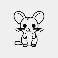 vector illustration of a cartoon cute mouse.