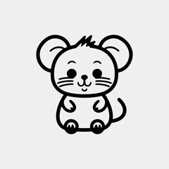 vector illustration of a cartoon cute mouse.