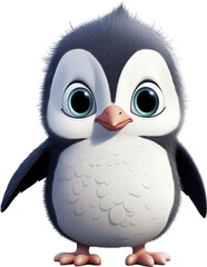 Obraz premium Cartoon penguin isolated on transparent background. PNG