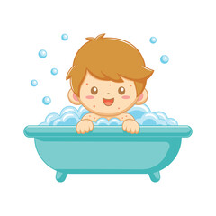 Happy kid in the bathtub