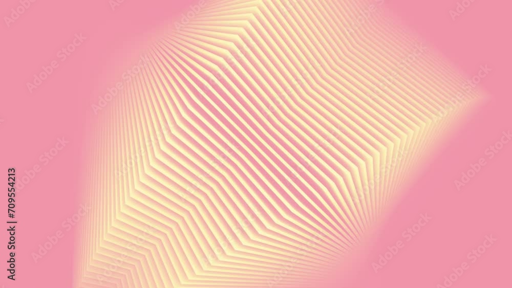 Poster Pink background with yellow geometric pattern. 3d rendering loop animation 4K