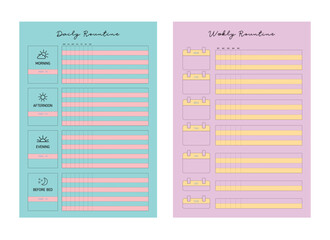 set of 2 Daily Rountine planner. (Hello)