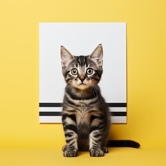 cute cat with blank copy space sheet , generated by AI