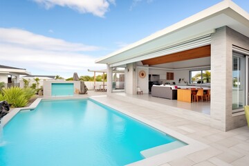 luxury villa with flat roof and pool