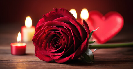 red rose and candle