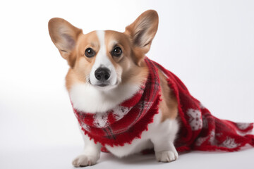 corgi dog wearing a scarf