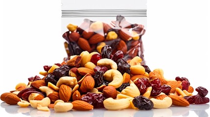 isolated glossy pouch with fruit amp nut mix     - obrazy, fototapety, plakaty